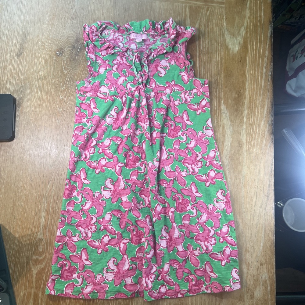 Lilly Pulitzer Cotton Dresses Girl's Size Large 8/10 Tropical Beach Pink Floral